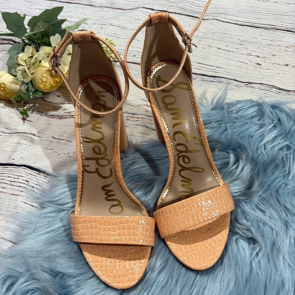 SAM EDELMAN Womens Pink Croc Comfort Yaro Round Toe Buckle Sandals - Picture 4 of 9